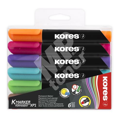 Popisovače Kores K-Marker XP1, permanentní, 6 barev 1