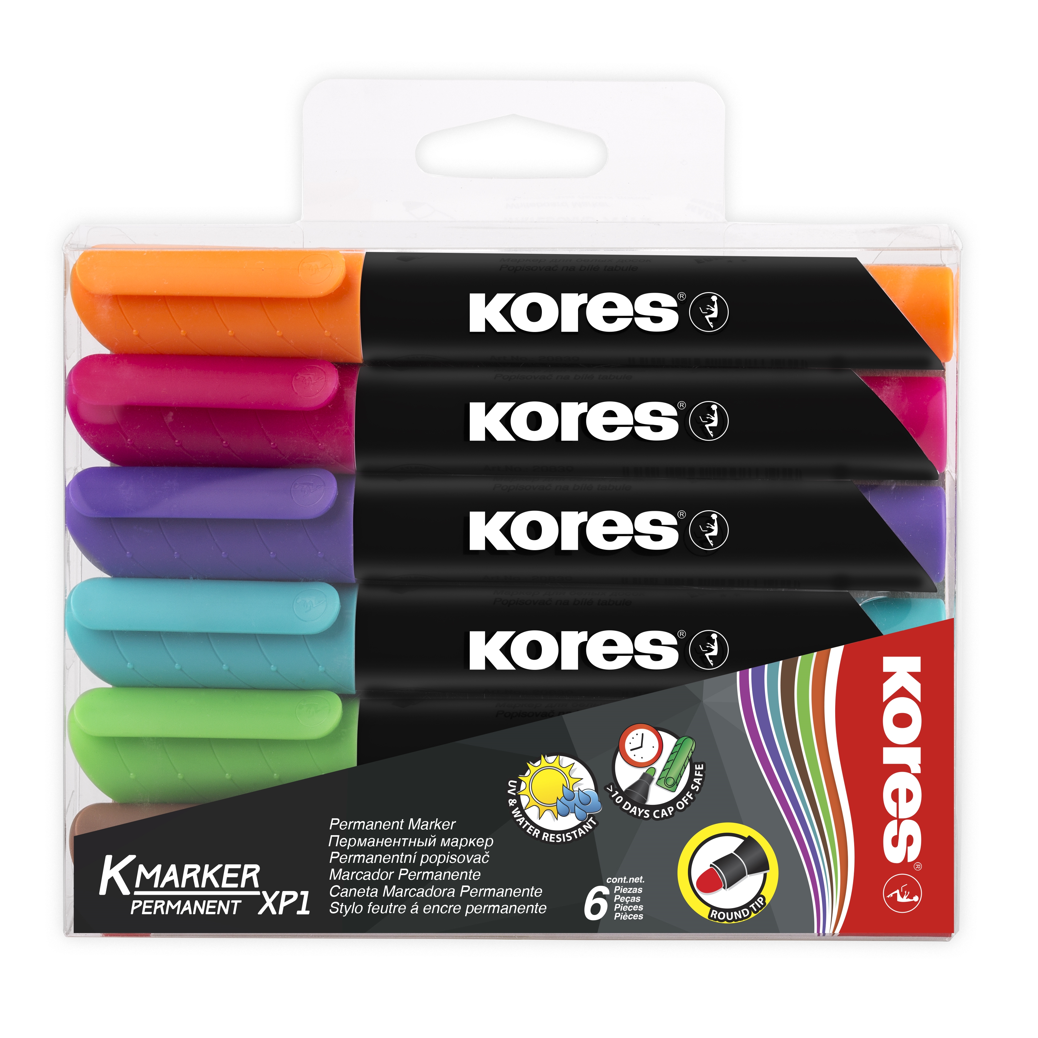 Popisovače Kores K-Marker XP1, permanentní, 6 barev