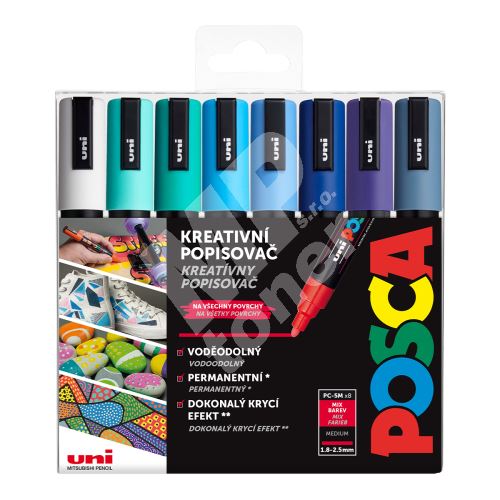 Uni Posca sada akrylových popisovačů PC-5M, 8 ks, mix mořských tónů 1