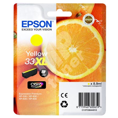 Cartridge Epson C13T33644012, yellow, originál 1
