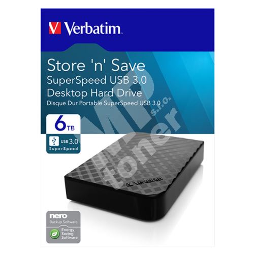 6TB Verbatim Store n Save, Externí HDD 3.5" USB 3.0, 47686, blistr, černá 1