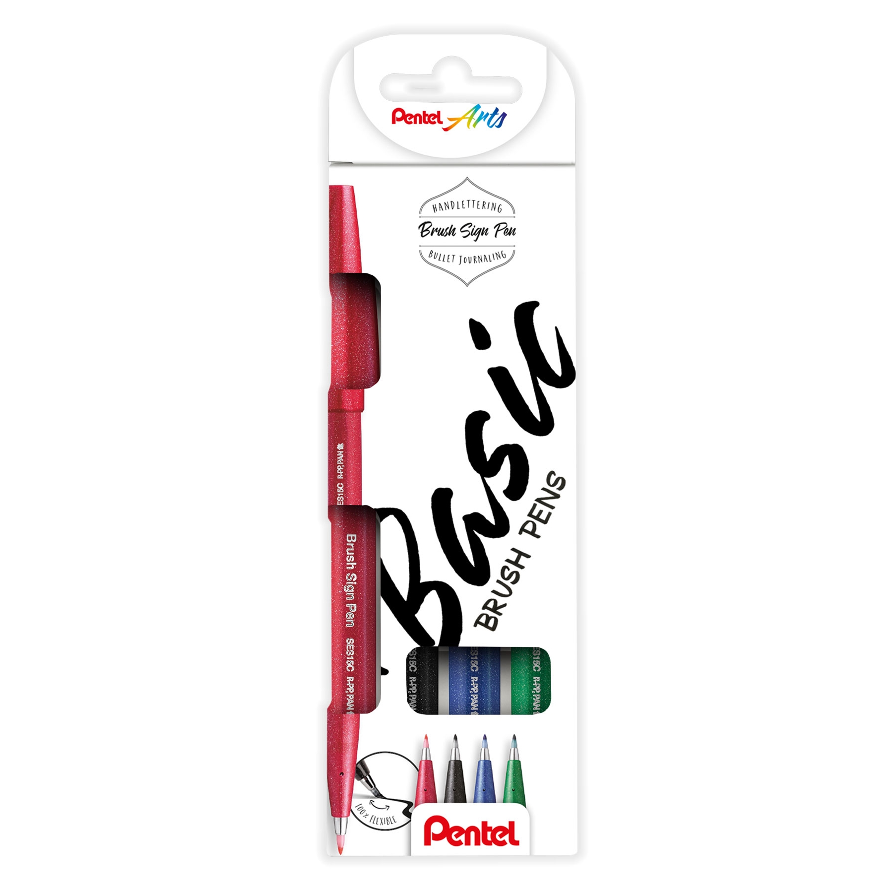 Štětečkové popisovače Pentel Brush Sign Pen touch SES15 Basic sada