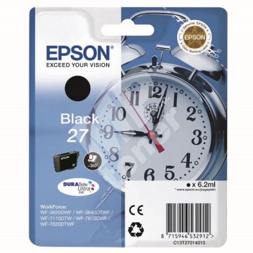 Cartridge Epson C13T27014012, black, 27, originál 1