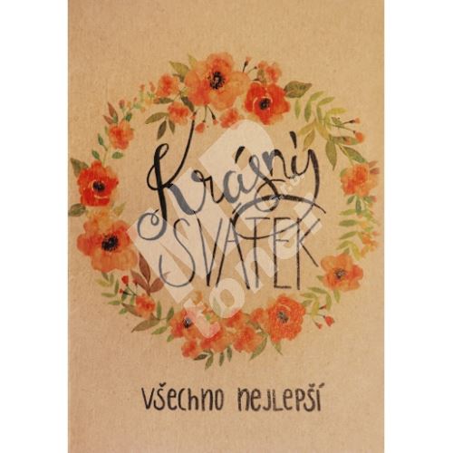 Přáníčko BeBechy – recyklovaný papír – Svátek2 1
