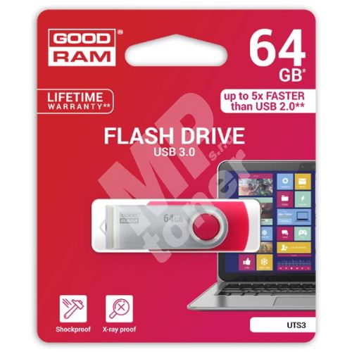 Goodram UTS3 64GB, USB flash disk 3.0, červená 1