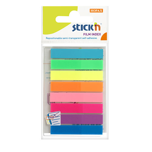 Plastové samolepicí záložky Stick'n neonové barvy, 45 x 8 mm