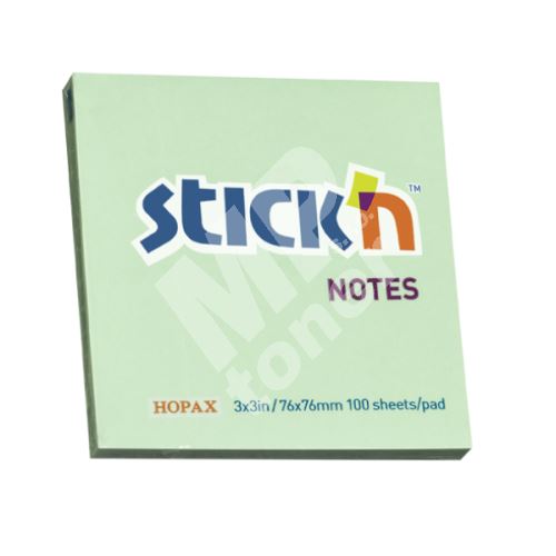 Samolepící bločky Stick n 76x76mm, pastelově zelená, 100 lístků 1