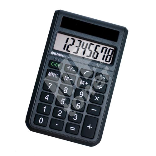 Kalkulačka Eleven ECC-110, černá, stolní, osmimístná, solární napájení 1