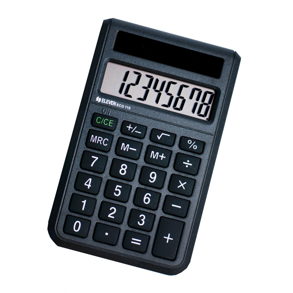 Kalkulačka Eleven ECC-110, černá, stolní, osmimístná, solární napájení