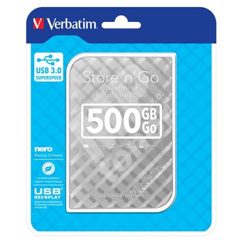 Verbatim Store n Go 500GB, Externí HDD 2,5" USB 3.0, 53196, stříbrný 1