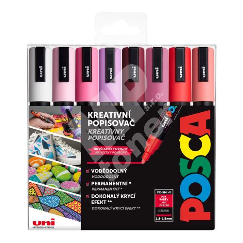 Uni Posca sada akrylových popisovačů PC-5M, 8 ks, mix teplých barev 1