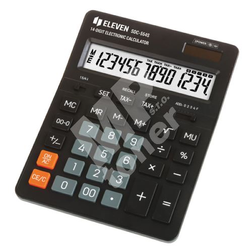 Kalkulačka Eleven SDC-554S, černá, stolní, čtrnáctimístná, duální napájení 1
