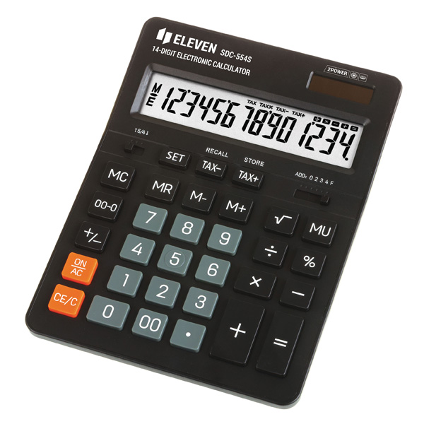 Kalkulačka Eleven SDC-554S, černá, stolní, čtrnáctimístná, duální napájení