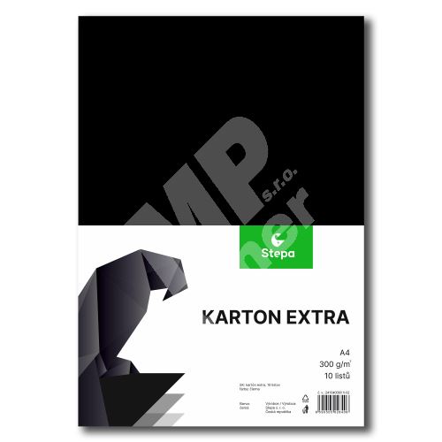 Barevný karton Extra 300g A4, 10listů, černý 1