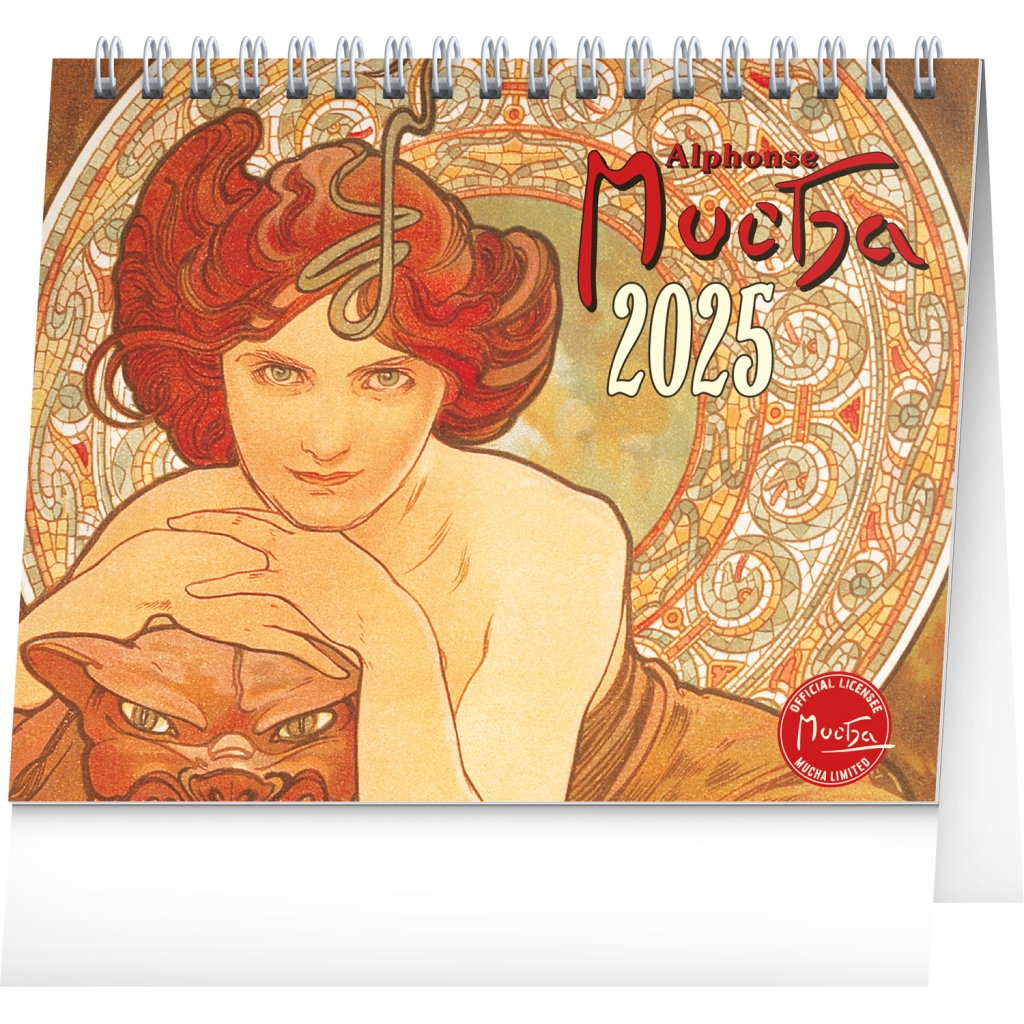 Stolní kalendář Notique Alfons Mucha 2025, 16,5 x 13 cm