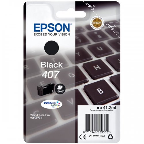 Inkoustová cartridge Epson C13T07U140, WF-4745, black, 407, originál