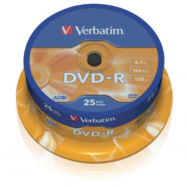 Verbatim DVD-R, DataLife PLUS, 4,7 GB, Scratch Resistant, cake box, 43522, 25-pack