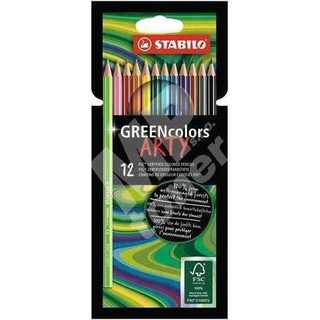 Pastelky Stabilo GreenColors ARTY, šestihranné, 12 barev 1