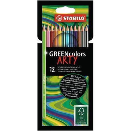Pastelky Stabilo GreenColors ARTY, šestihranné, 12 barev