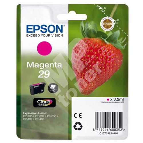 Cartridge Epson C13T29834012, magenta, originál 1
