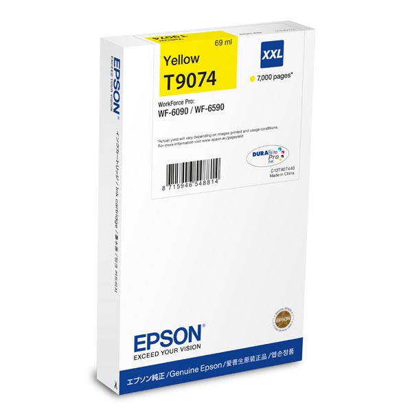 Inkoustová cartridge Epson C13T907440, WorkForce Pro WF-6000, 6090, yellow, XXL, originál