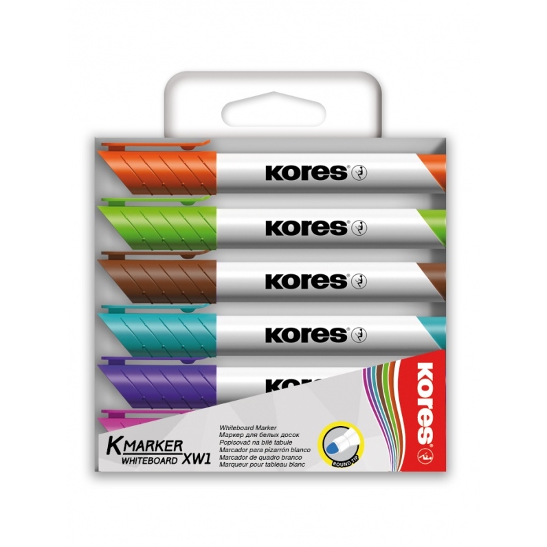 Popisovače Kores K-Marker Whiteboard, klínový hrot sada 6 barev