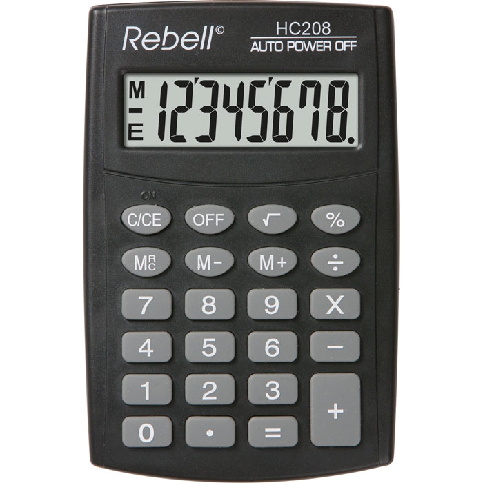 Kalkulačka Rebell RE-HC208 BX, černá, kapesní, osmimístná