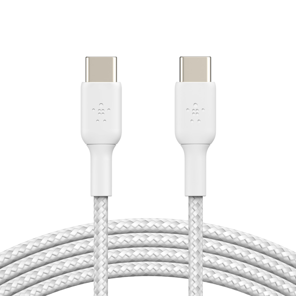 Kabel oplétaný Belkin, USB-C - USB-C, 1m, bílý