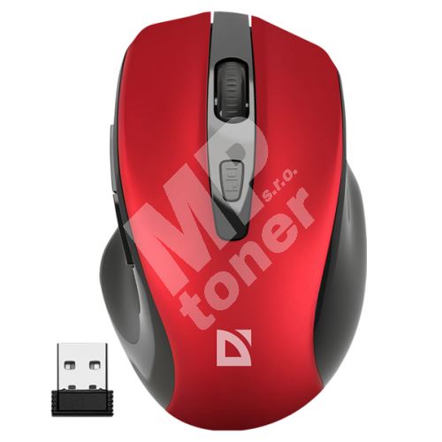 Myš Defender Prime MB-053, 1600DPI, optická, 6tl., bezdrátová, červená 1