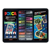 Sada popisovačů Uni Posca Pop PC-1M, PC-3M, PC-5M, 20ks