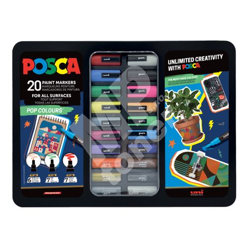 Sada popisovačů Uni Posca Pop PC-1M, PC-3M, PC-5M, 20ks 1