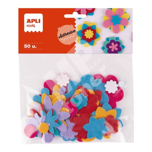 Filcové květiny Apli, mix barev a velikostí, 50ks 1