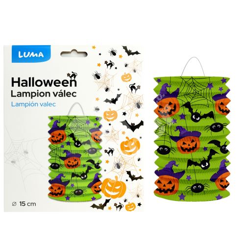 Lampion 15cm válec HALLOWEEN netopýr Luma 1