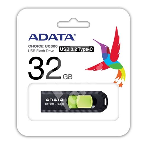 32GB ADATA UC300, USB flash disk 3.2, USB-C, černo zelená 1