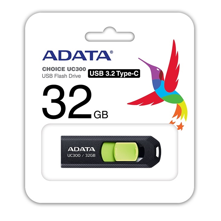 32GB ADATA UC300, USB flash disk 3.2, USB-C, černo zelená
