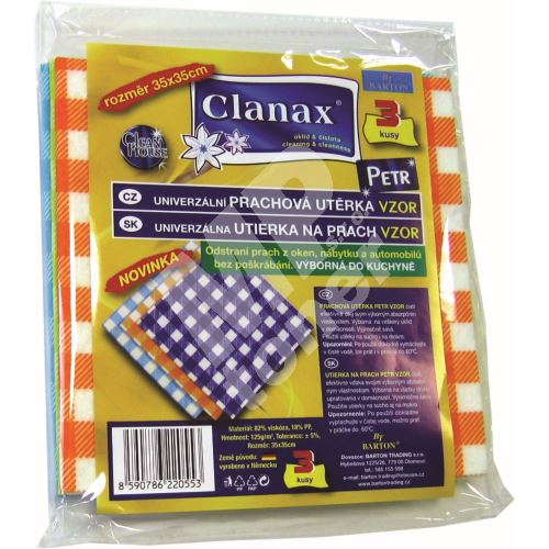 Clanax Univerzální prachová utěrka Petr Vzor různé barvy 35 x 35 cm 3 kusy 1