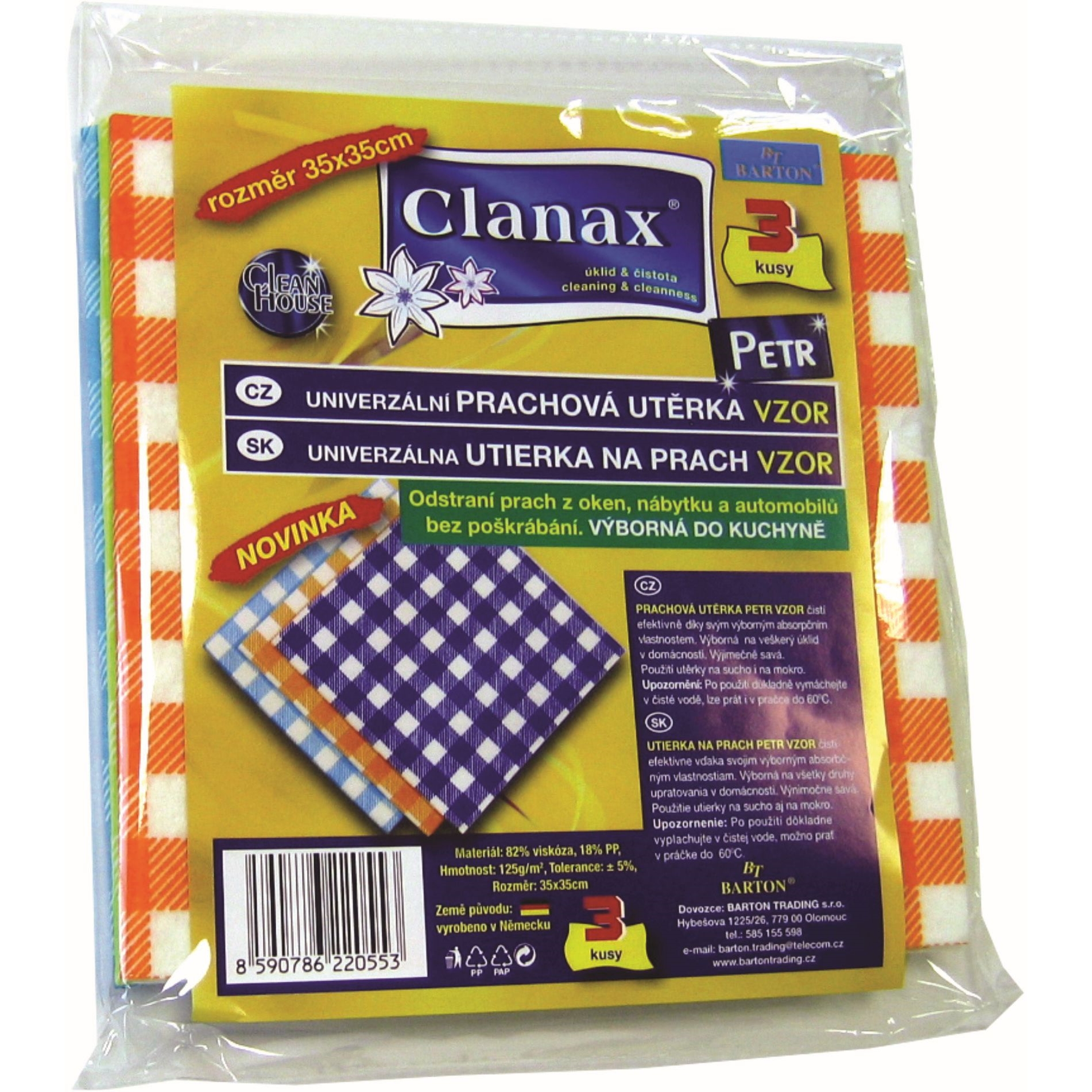 Clanax Univerzální prachová utěrka Petr Vzor různé barvy 35 x 35 cm 3 kusy