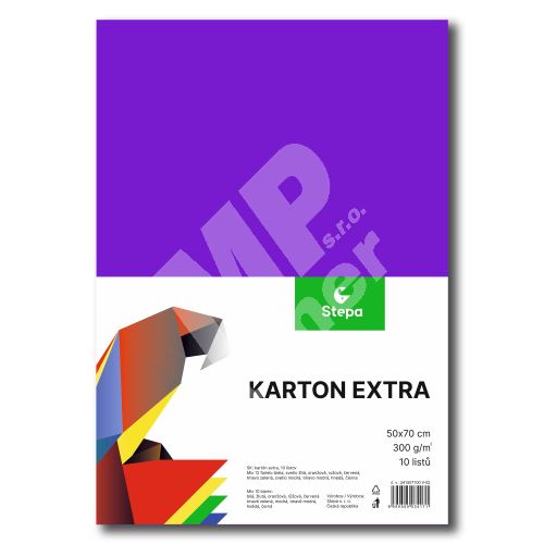 Barevný karton Extra 300g 50x70cm, 10listů, mix barev 2