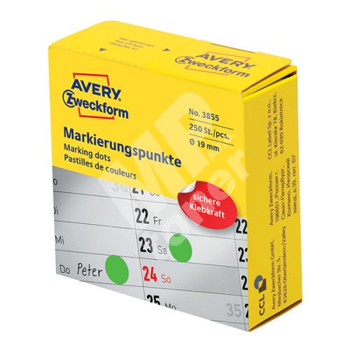 Značkovací etikety Avery Zweckform 19mm, světle zelené, 250 etiket, pro ruční popis - 1
