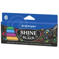 Popisovač Centropen 2590 Shine 4 Black, metalický, sada 6ks