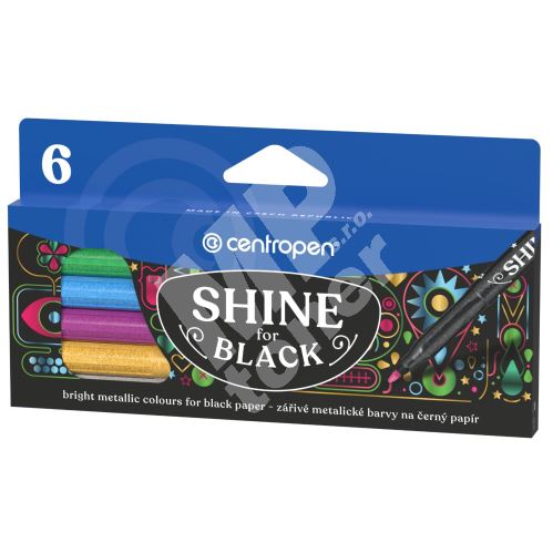 Popisovač Centropen 2590 Shine 4 Black, metalický, sada 6ks 1