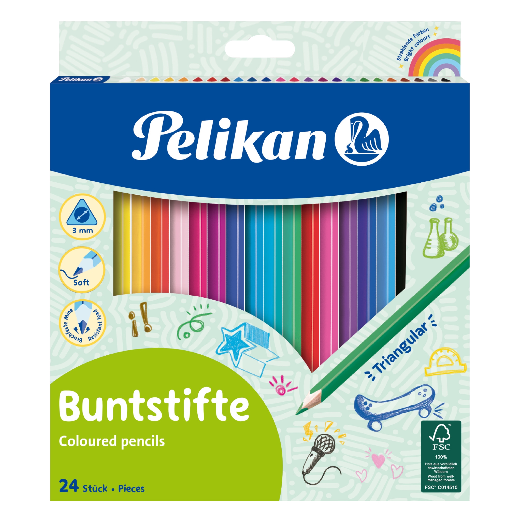 Pastelky Pelikan, 24 barev, trojhranné