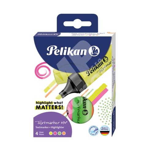 Zvýrazňovač Pelikan 490, sada 4ks, neonové barvy 1
