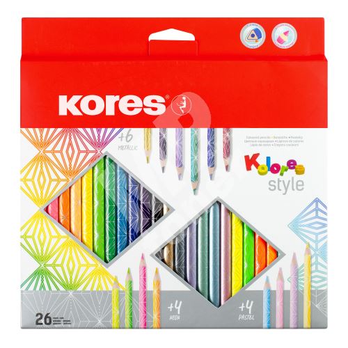 Kores Kolores Style, trojhranné pastelky, 26 barev 1