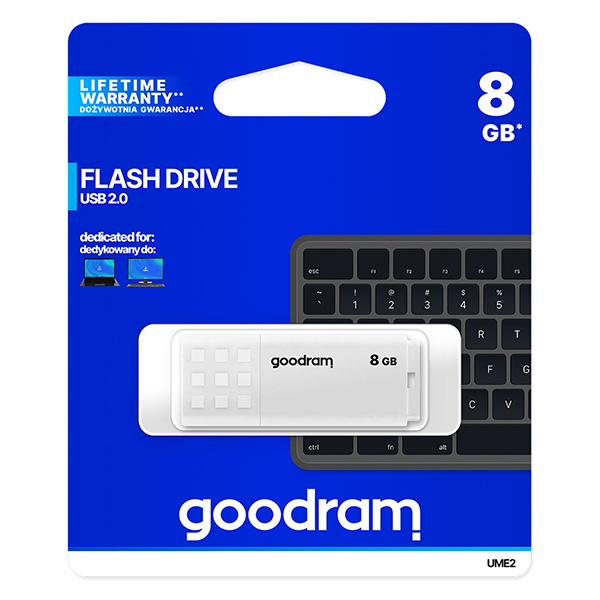 8GB Goodram UME2, USB flash disk 2.0, bílý