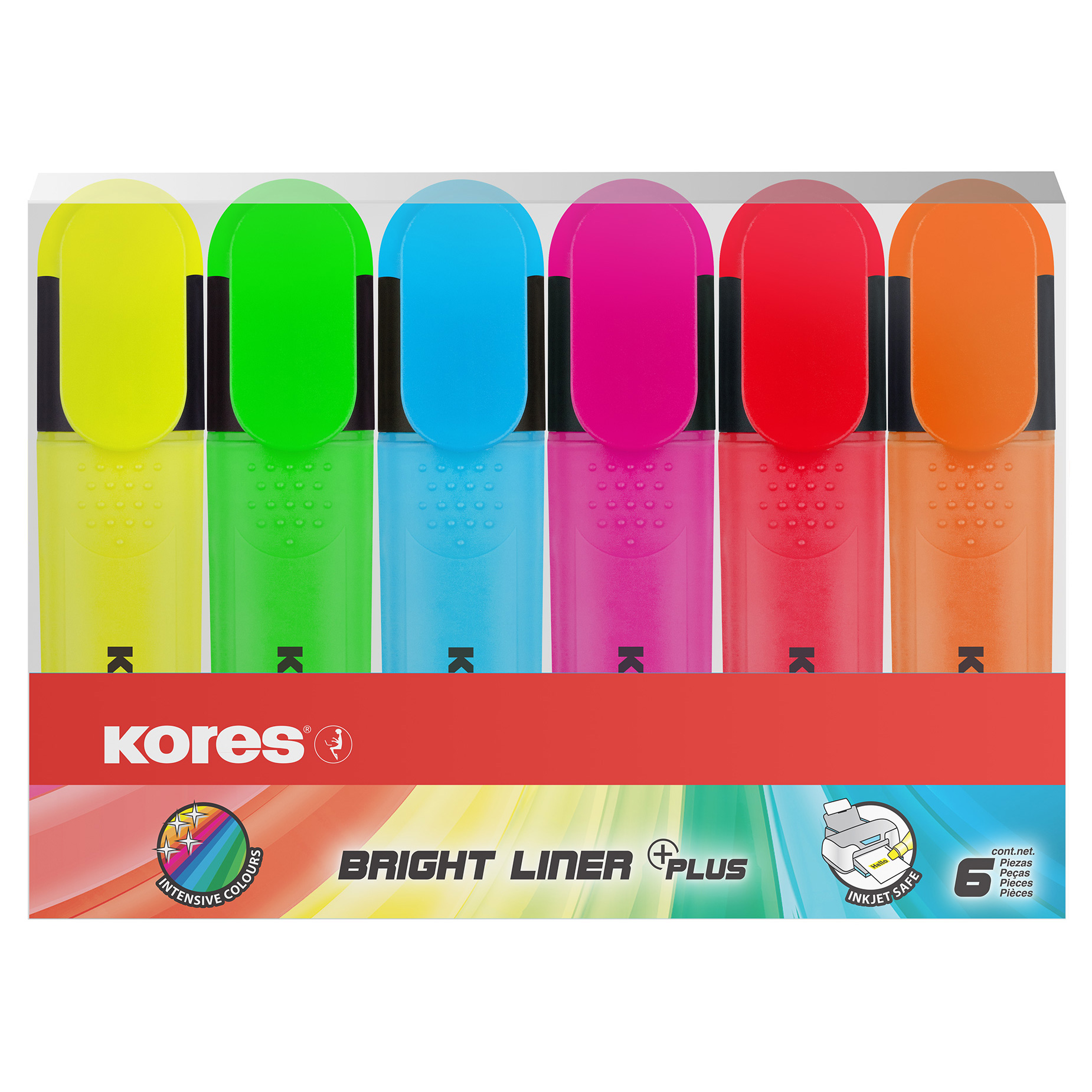 Zvýrazňovače Kores Bright Liner Plus sada 6ks