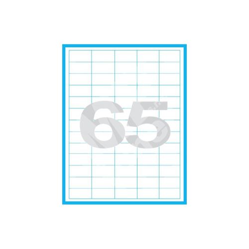 Etikety MP print samolepící A4, 38x21,2 mm, 65ks/arch, 100 archů, bílé 1