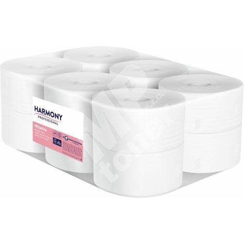 Papír toaletní v roli Harmony šíře 190 mm, 2 vrstvy, celulóza, bílý (12 ks) 1
