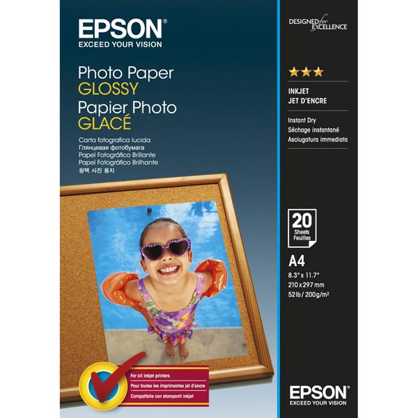 Epson C13S042538, Photo Paper, lesklý, bílý, A4, 200 g/m2, 20 ks, inkoust