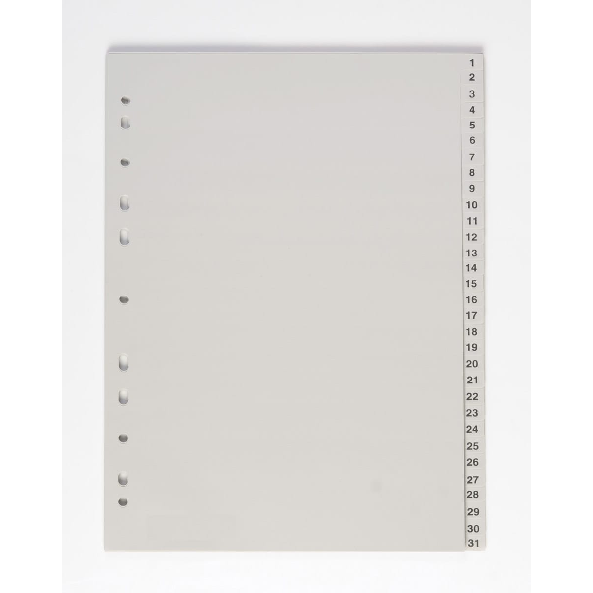 Plastový rozlišovač číselný A4, šedý 1-31